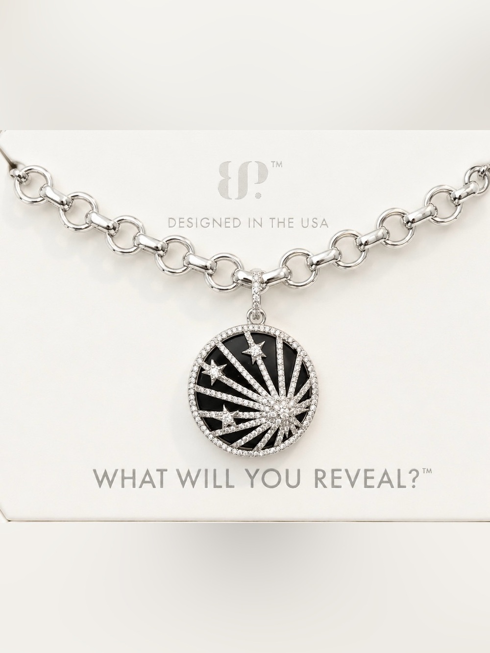 Bomb Party Obsidia Necklace “You are my North Star” Rhodium
